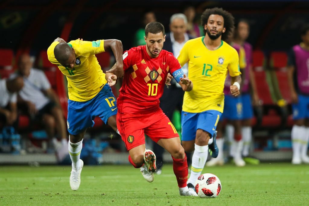 عبور ادن هازارد از سد فرناندینیو / جام جهانی 2018