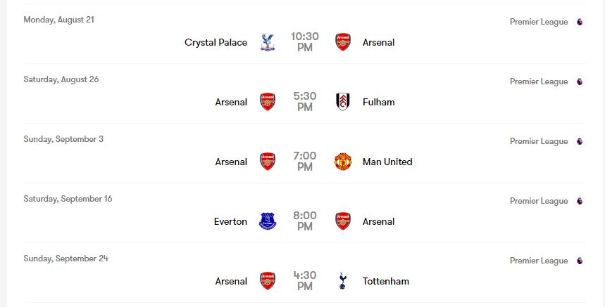 Arsenal fixture